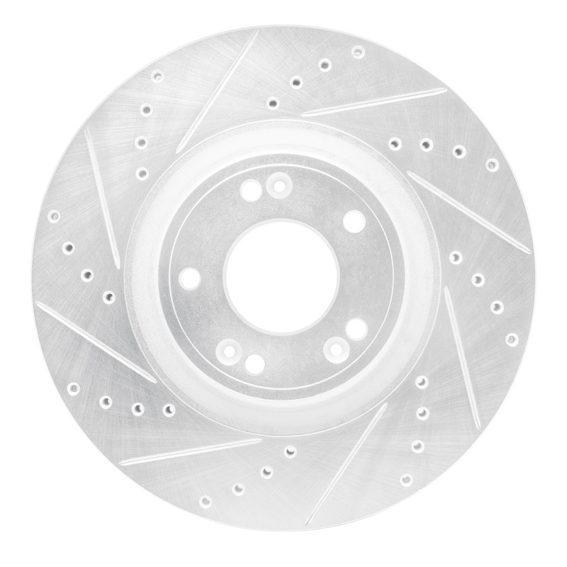 DFC 09-14 Hyundai Genesis Sedan Front Left Drilled & Slotted Silver Brake Rotor