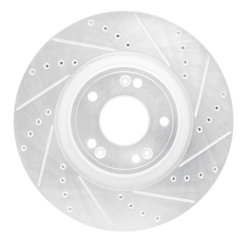 DFC 09-14 Hyundai Genesis Sedan Front Right Drilled & Slotted Silver Brake Rotor