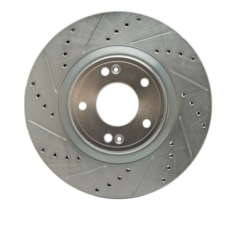 DFC 10-16 Hyundai Genesis Coupe Front Left Drilled & Slotted Silver Brake Rotor