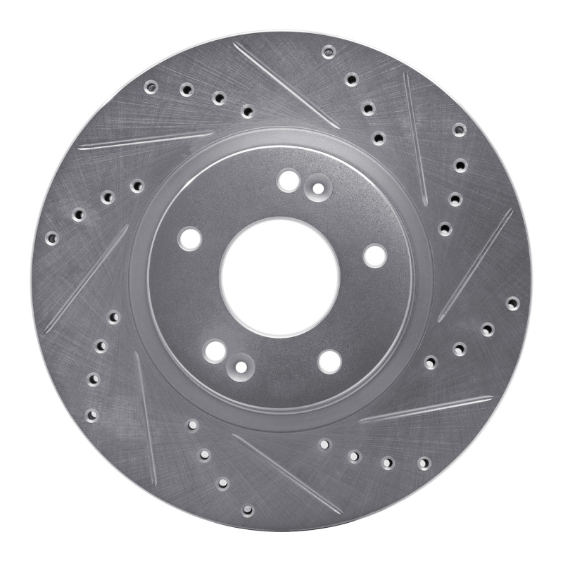 DFC 07-09 Hyundai Santa Fe Front Right Drilled & Slotted Silver Brake Rotor