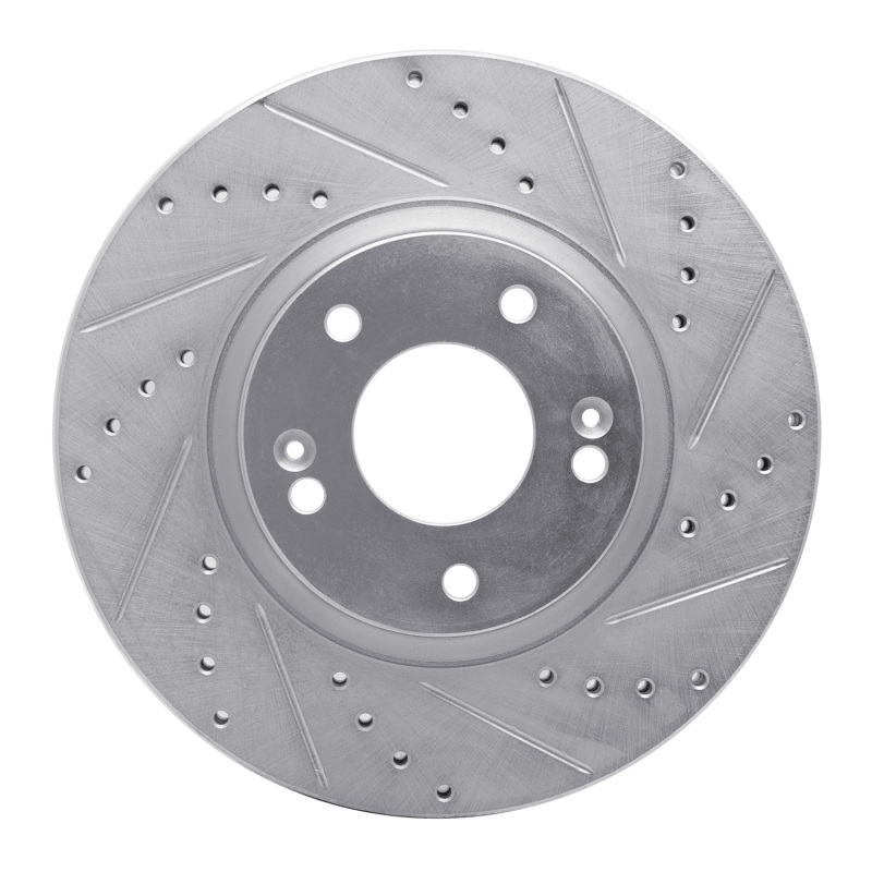DFC 10-13 Hyundai Santa Fe Front Right Drilled & Slotted Silver Brake Rotor