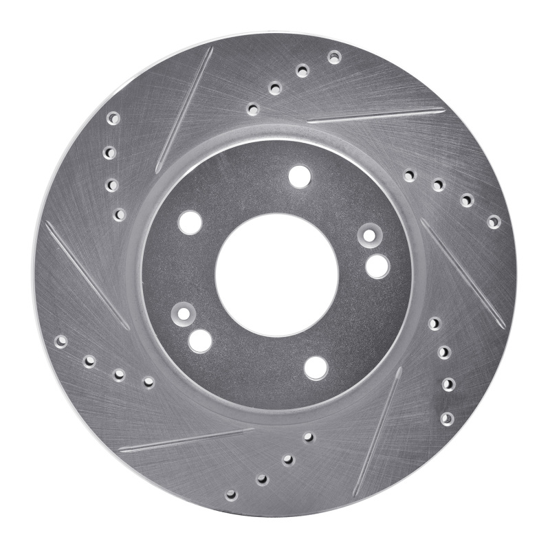 DFC 17-22 Hyundai Ioniq Front Left Drilled & Slotted Silver Brake Rotor