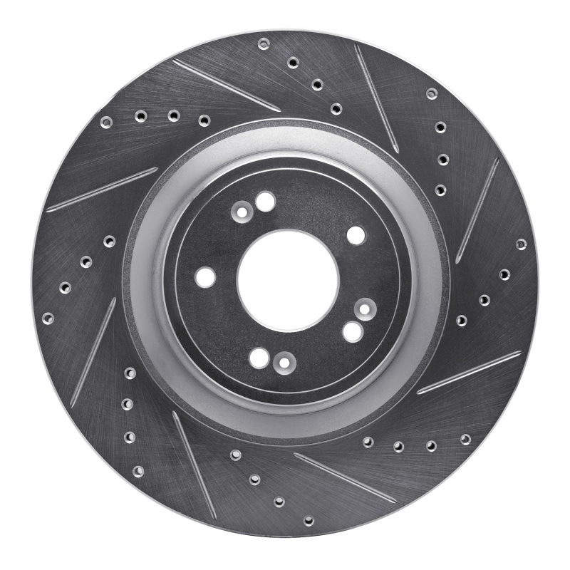 DFC 18-20 Genesis G80 Front Right Drilled & Slotted Silver Brake Rotor