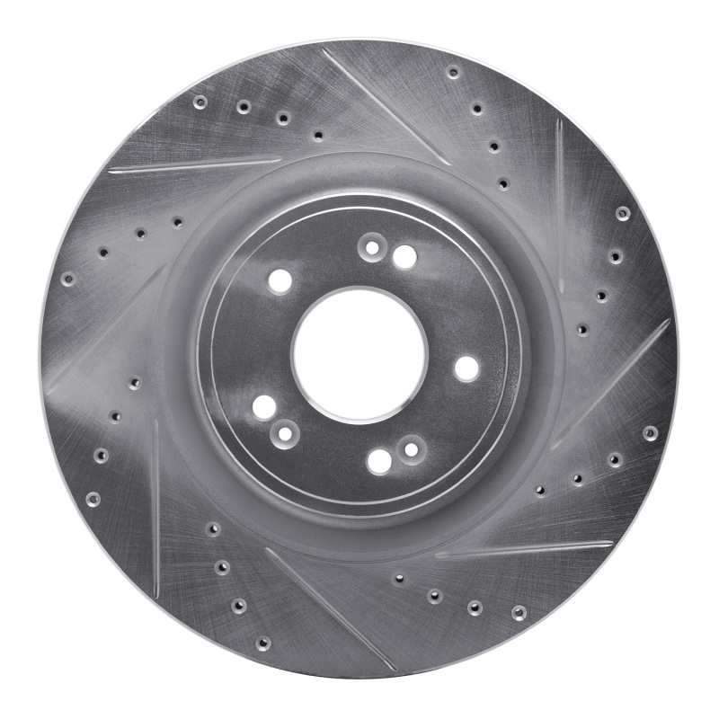DFC 18-20 Genesis G80 Front Right Drilled & Slotted Silver Brake Rotor