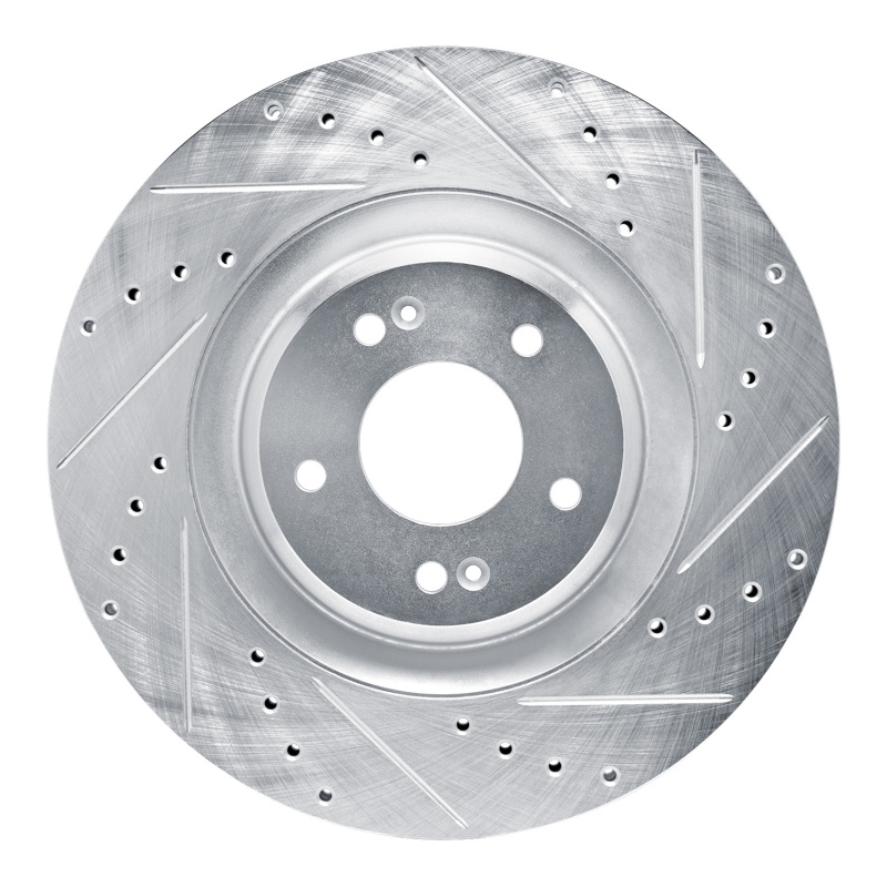 DFC 19-22 Hyundai Veloster N Front Right Drilled & Slotted Silver Brake Rotor