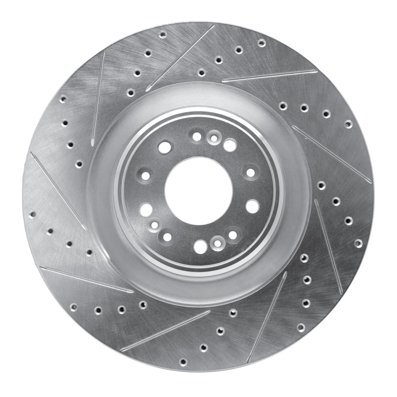 DFC 17-22 Genesis G90 Front Left Drilled & Slotted Silver Brake Rotor