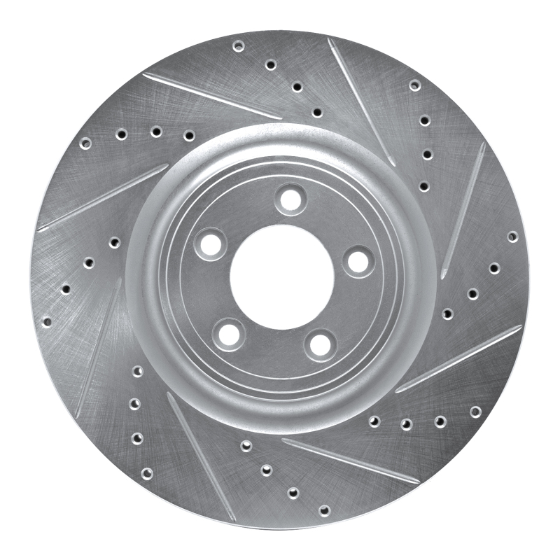 DFC 06-21 Jaguar XF Front Right Drilled & Slotted Silver Brake Rotor
