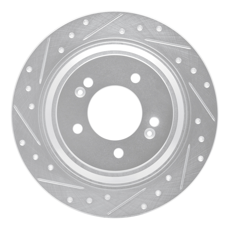 DFC 17-23 Hyundai Kona EV Rear Left Drilled & Slotted Silver Brake Rotor