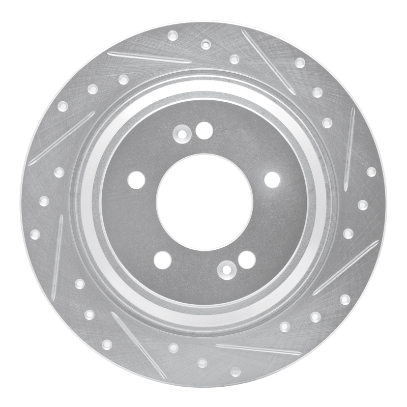 DFC 17-23 Hyundai Kona EV Rear Right Drilled & Slotted Silver Brake Rotor