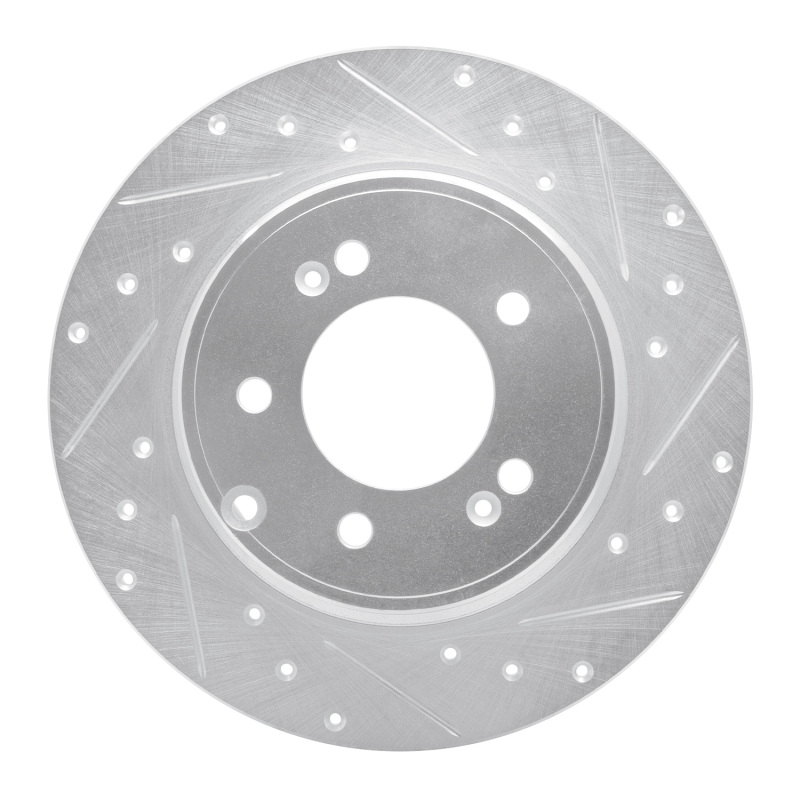 DFC 17-19 Kia Cadenza Rear Right Drilled & Slotted Silver Brake Rotor