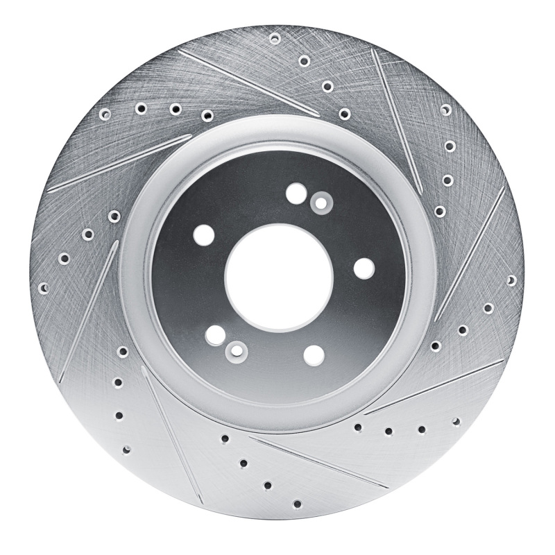 DFC 21-26 Hyundai Palisade Front Right Drilled & Slotted Silver Brake Rotor