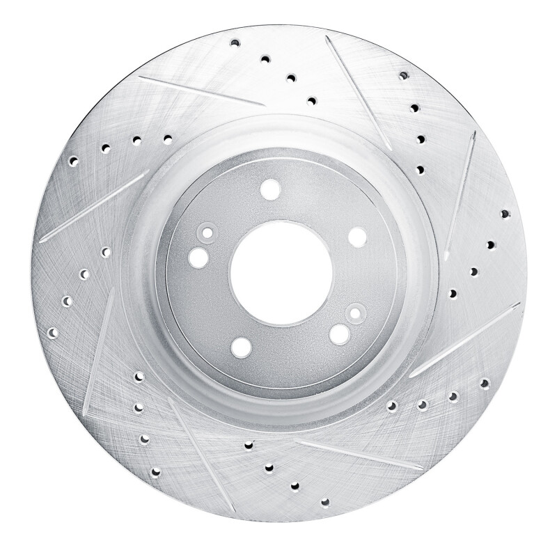 DFC 22-23 Genesis G70 Front Right Drilled & Slotted Silver Brake Rotor