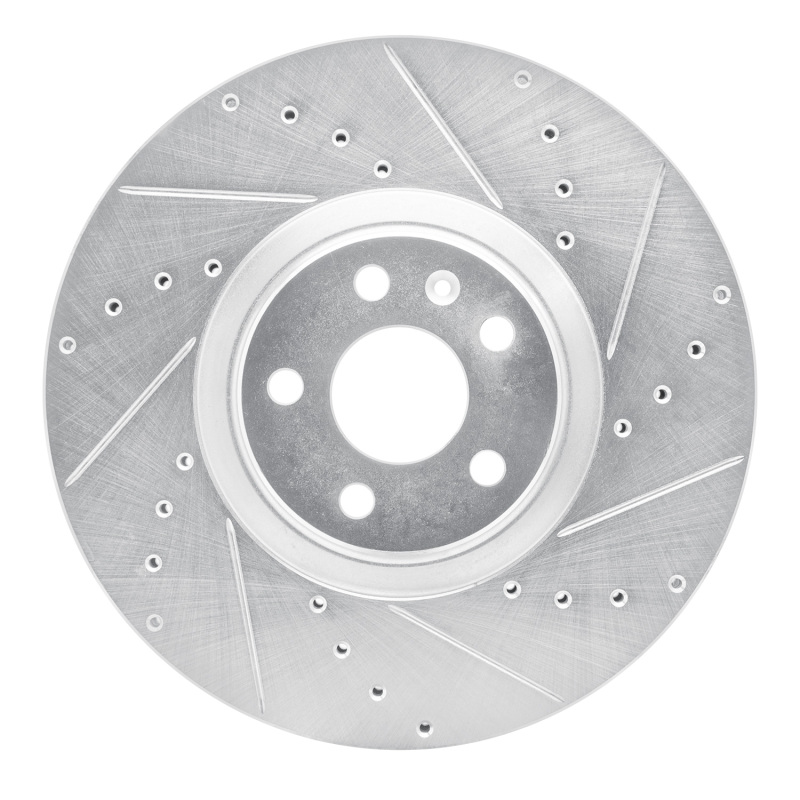 DFC 16-26 Polestar Polestar 2 Front Right Drilled & Slotted Silver Brake Rotor