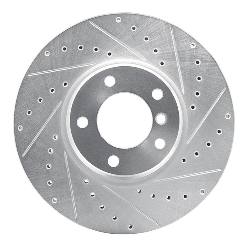 DFC 95-01 BMW 750iL Front Right Drilled & Slotted Silver Brake Rotor