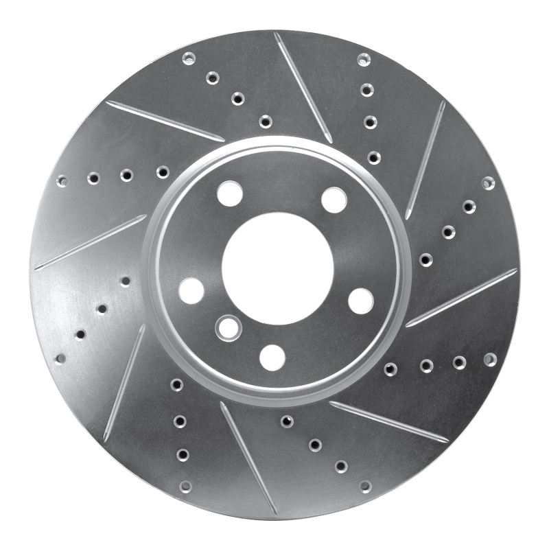 DFC 10-18 BMW 550i xDrive Left Front Drilled & Slotted Silver Brake Rotor