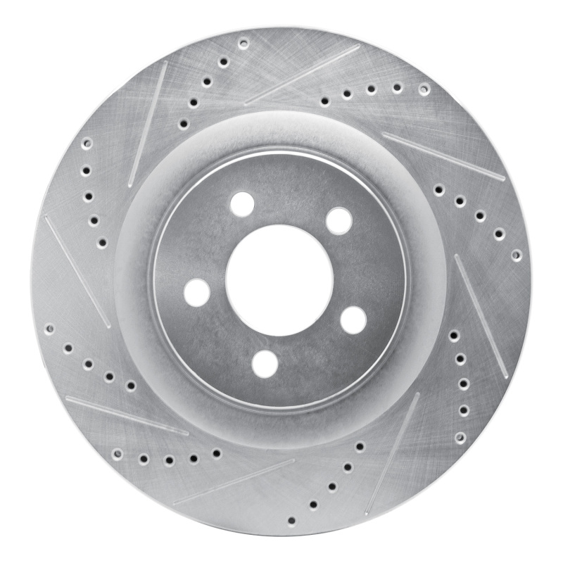 DFC 05-23 Chrysler 300 Front Left Drilled & Slotted Silver Brake Rotor