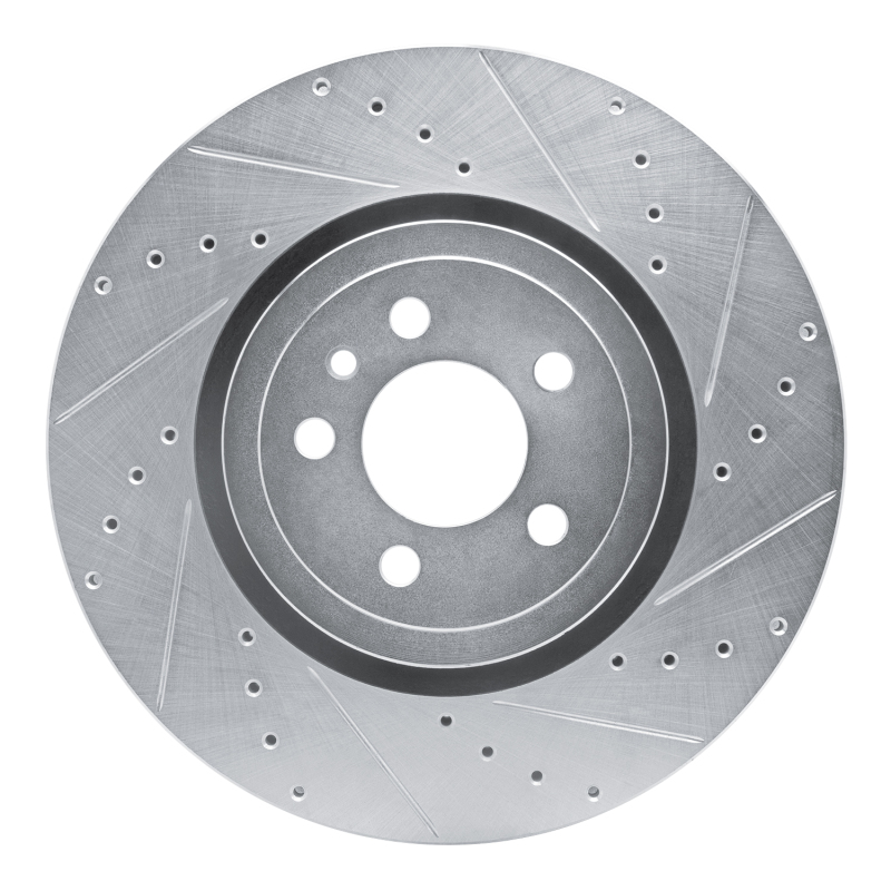 DFC 14-23 Dodge Charger Front Right Drilled & Slotted Silver Brake Rotor