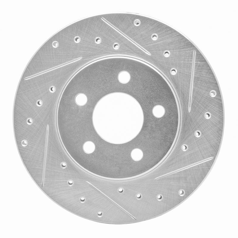 DFC 84-95 Chrysler Imperial Front Right Drilled & Slotted Silver Brake Rotor