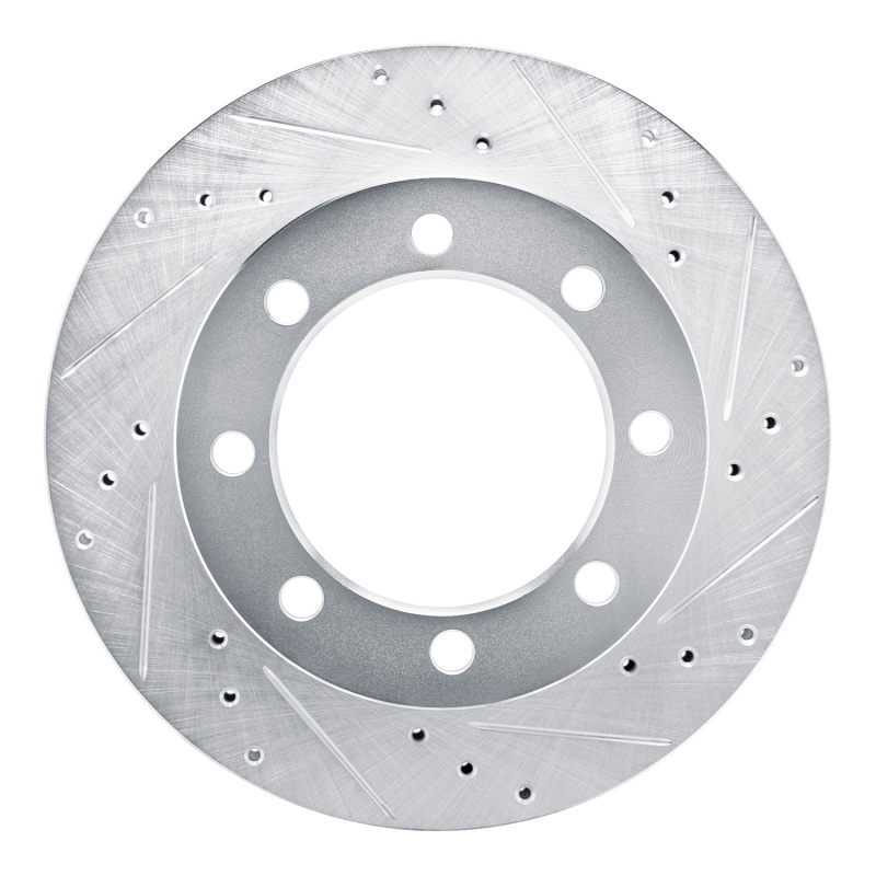 DFC 80-93 Dodge RD200 Front Right Drilled & Slotted Silver Brake Rotor