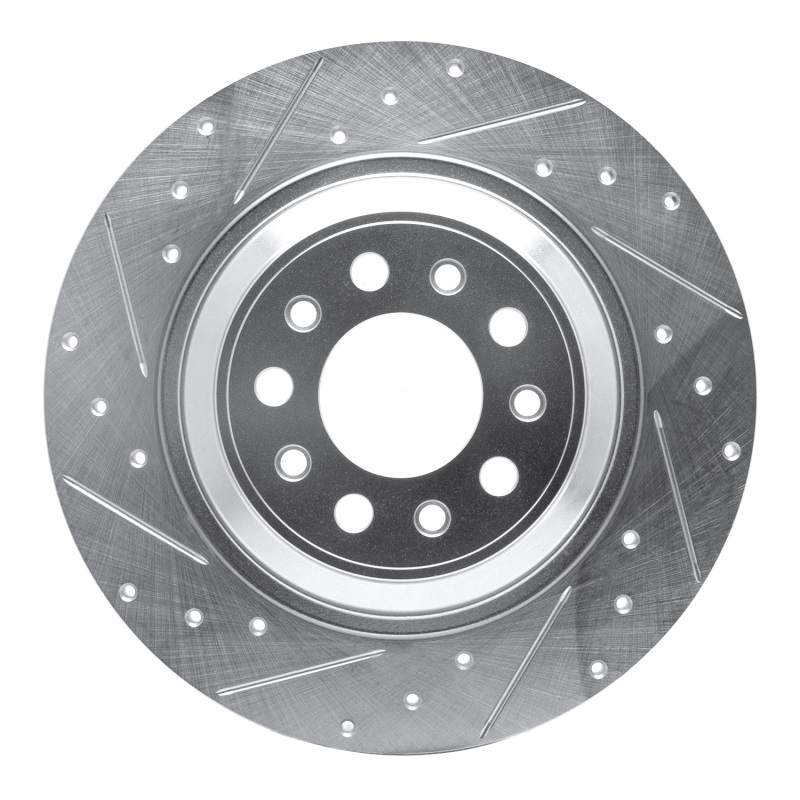 DFC 14-23 Jeep Cherokee Rear Left Drilled & Slotted Silver Brake Rotor