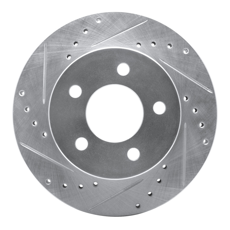 DFC 90-99 Jeep TJ (Canada - See Wrangler for US) Front Left Drilled & Slotted Silver Brake Rotor