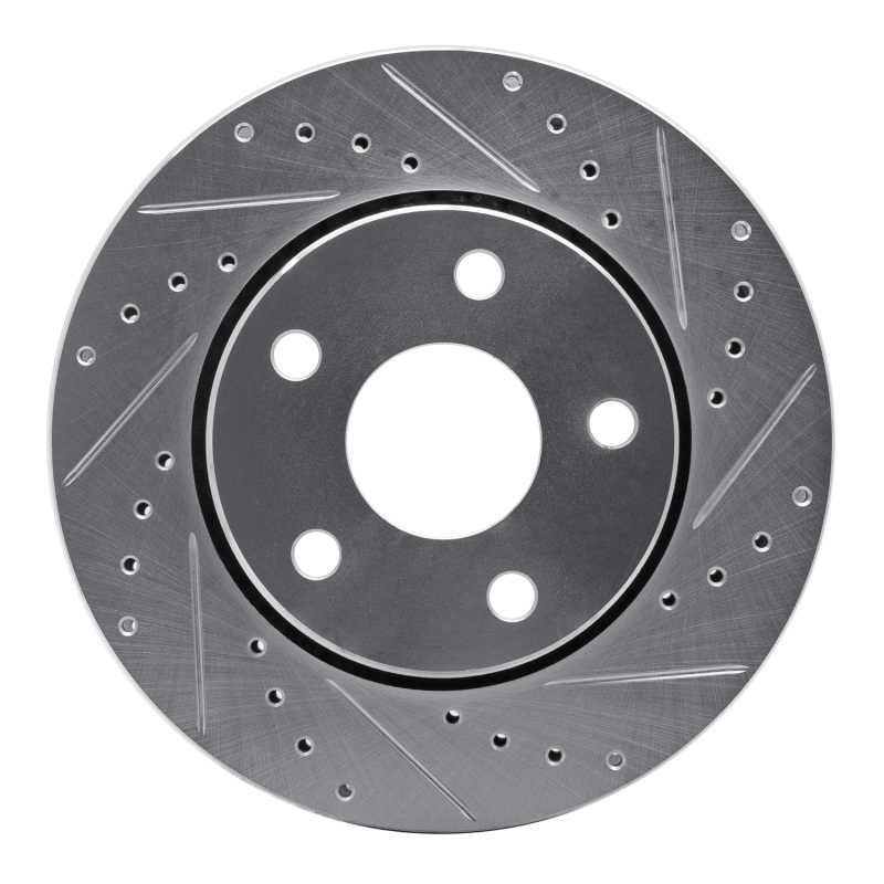 DFC 07-18 Jeep Wrangler Front Right Drilled & Slotted Silver Brake Rotor