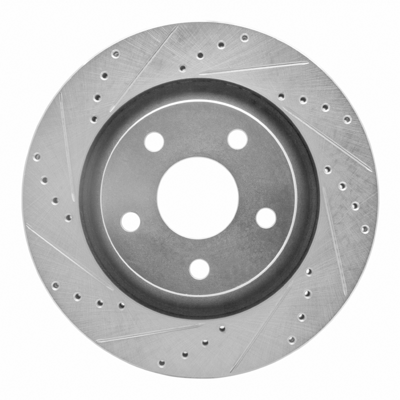 DFC 12-18 Jeep Wrangler Front Left Drilled & Slotted Silver Brake Rotor