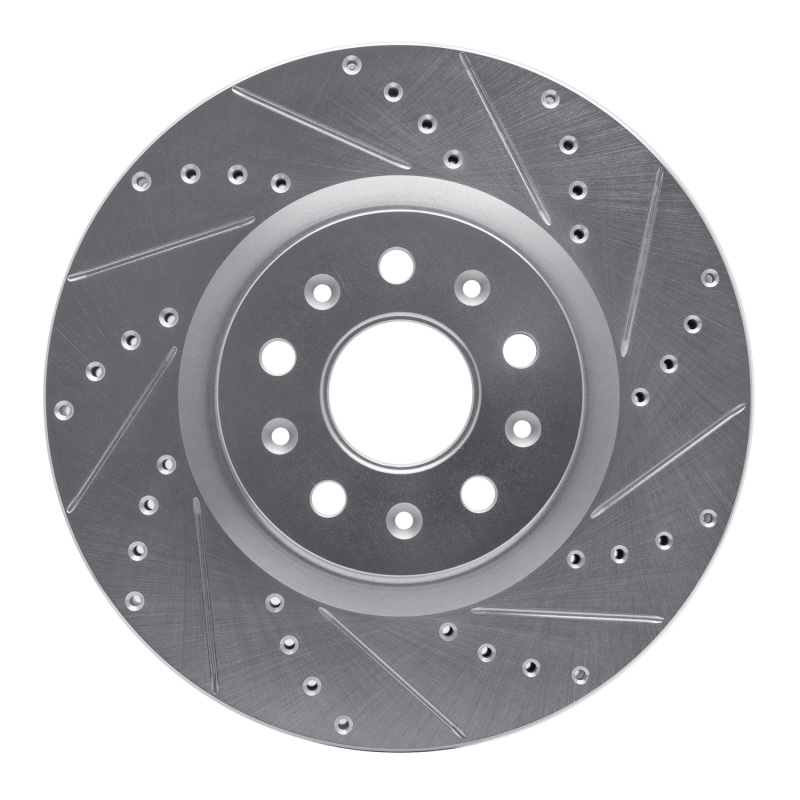 DFC 14-25 Cadillac CT6 Front Right Drilled & Slotted Silver Brake Rotor