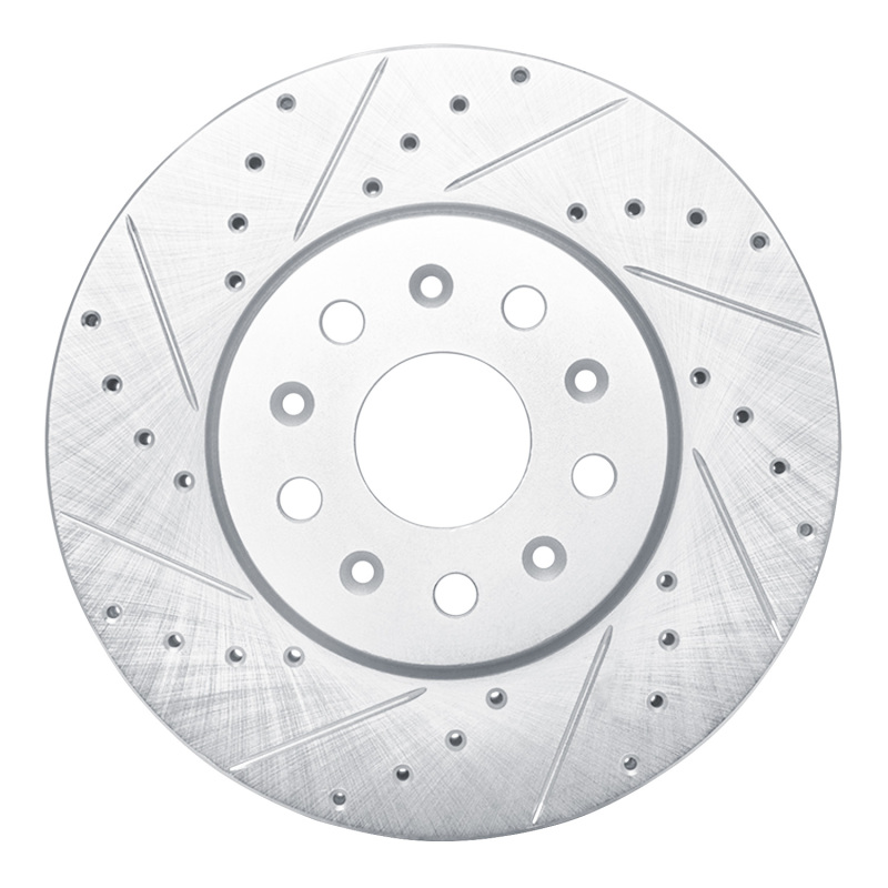 DFC 14-20 Cadillac CT6 Front Left Drilled & Slotted Silver Brake Rotor