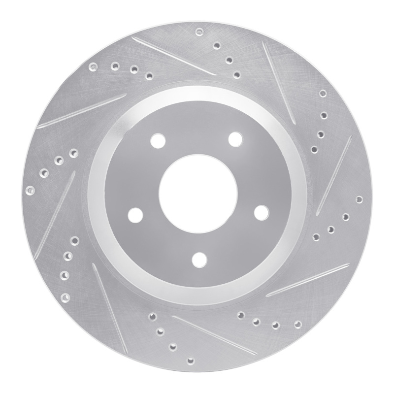 DFC 88-96 Chevrolet Corvette Left Front Drilled & Slotted Silver Brake Rotor