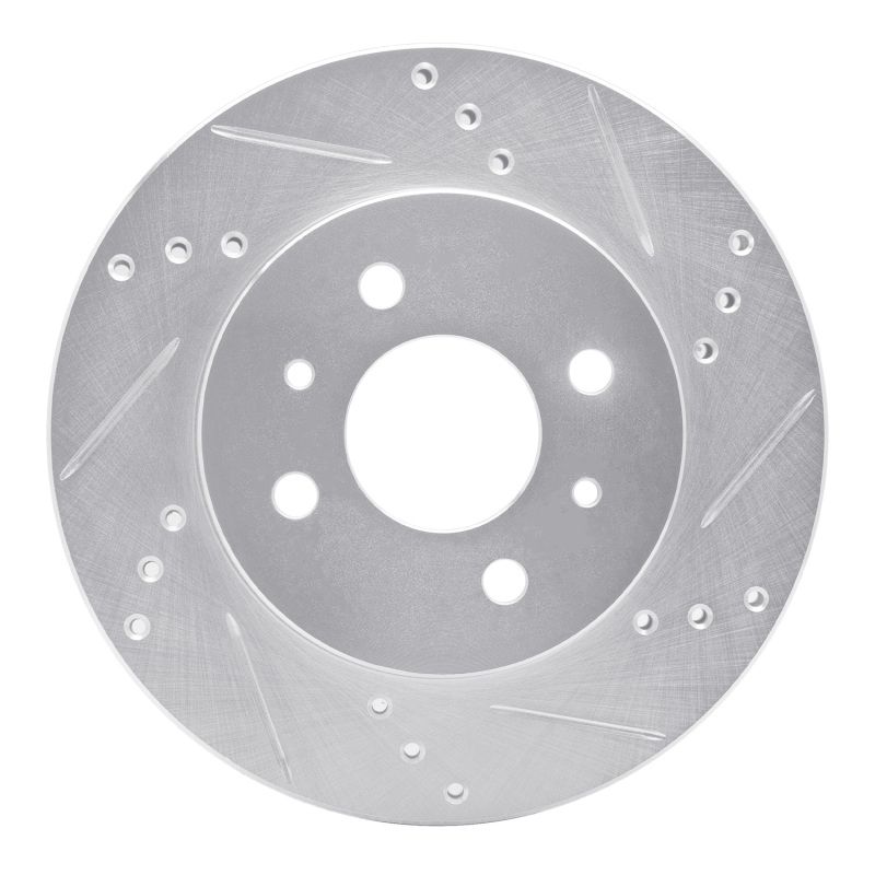 DFC 91-02 Saturn SL2 Front Right Drilled & Slotted Silver Brake Rotor