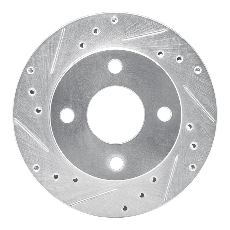 DFC 81-94 Ford EXP Front Left Drilled & Slotted Silver Brake Rotor