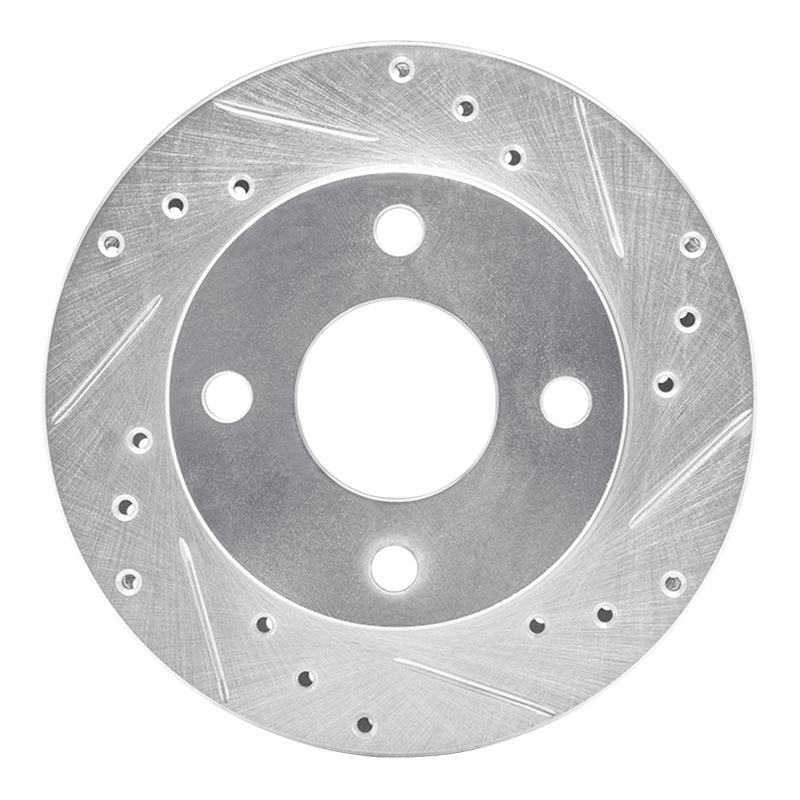 DFC 81-94 Ford EXP Front Right Drilled & Slotted Silver Brake Rotor