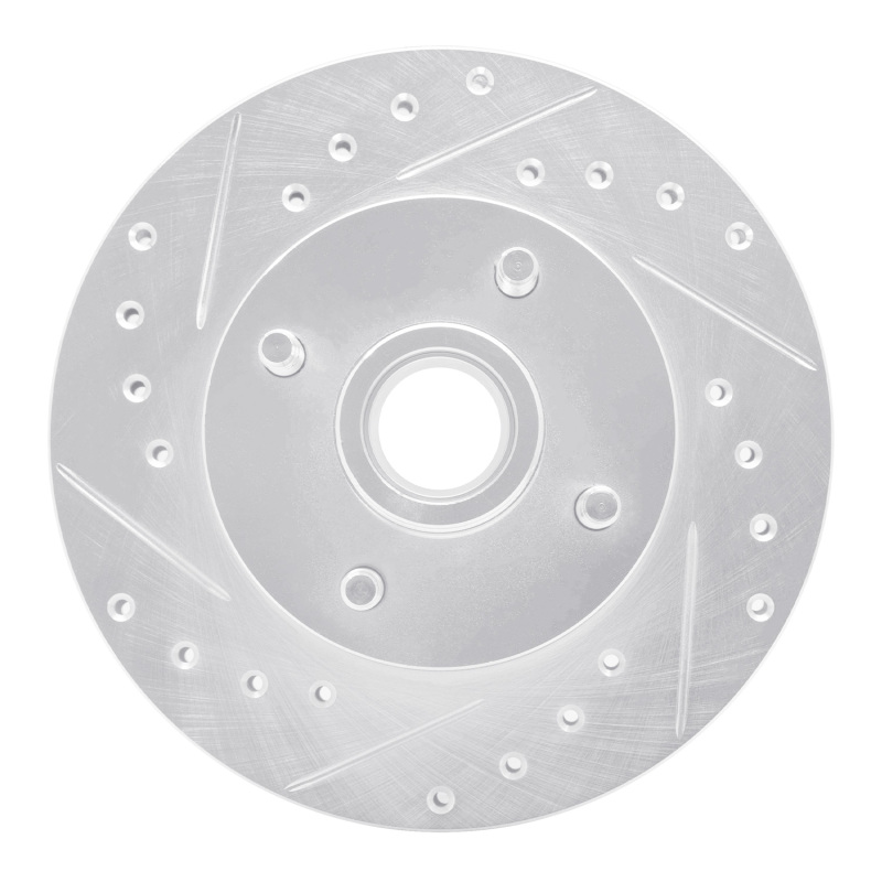 DFC 78-93 Ford Mustang Front Left Drilled & Slotted Silver Brake Rotor