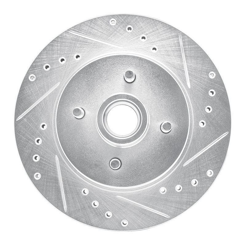 DFC 87-93 Ford Mustang Front Right Drilled & Slotted Silver Brake Rotor