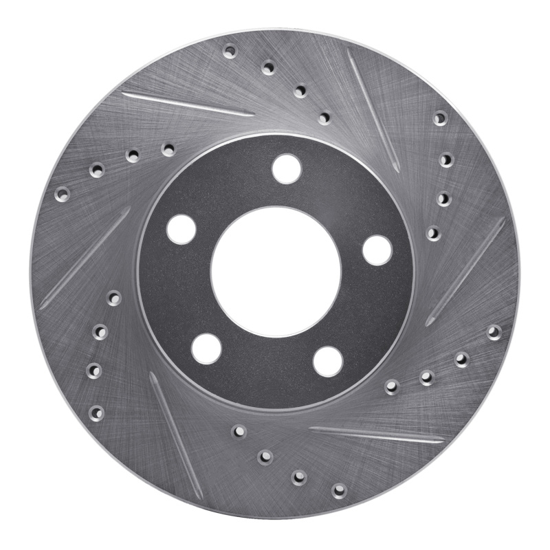 DFC 94-04 Ford Mustang Front Right Drilled & Slotted Silver Brake Rotor