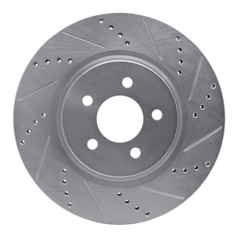 DFC 94-04 Ford Mustang Front Right Drilled & Slotted Silver Brake Rotor