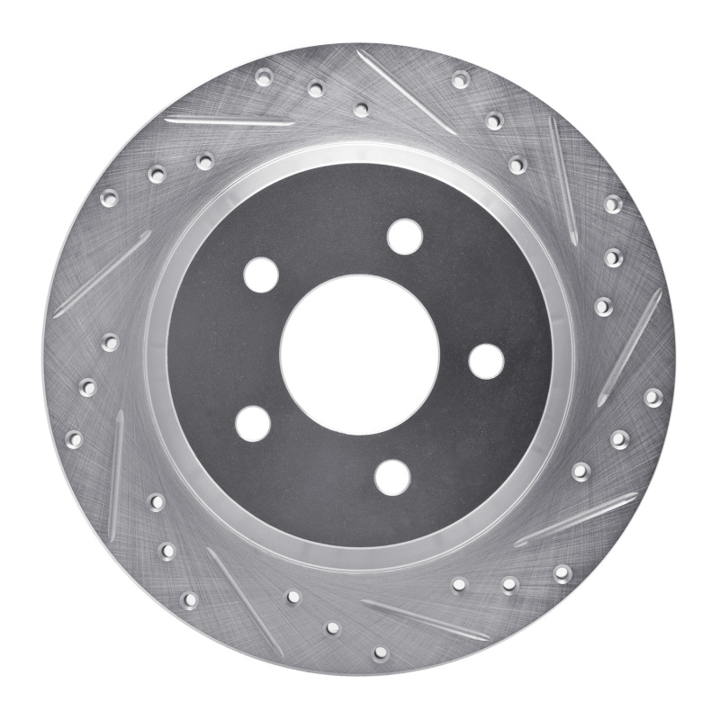 DFC 94-04 Ford Mustang Rear Right Drilled & Slotted Silver Brake Rotor