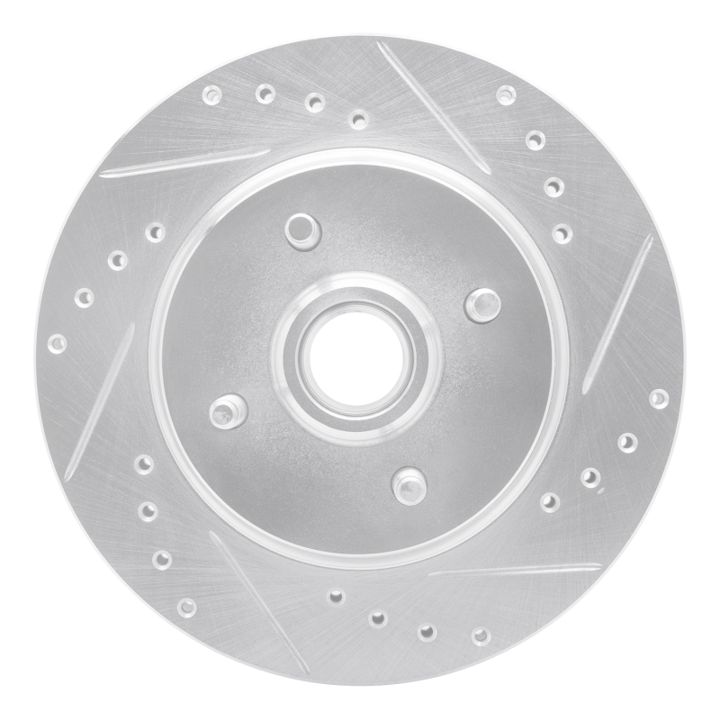 DFC 93-93 Ford Mustang Front Right Drilled & Slotted Silver Brake Rotor