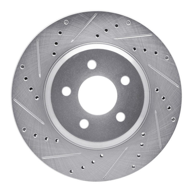 DFC 05-14 Ford Mustang Front Left Drilled & Slotted Silver Brake Rotor