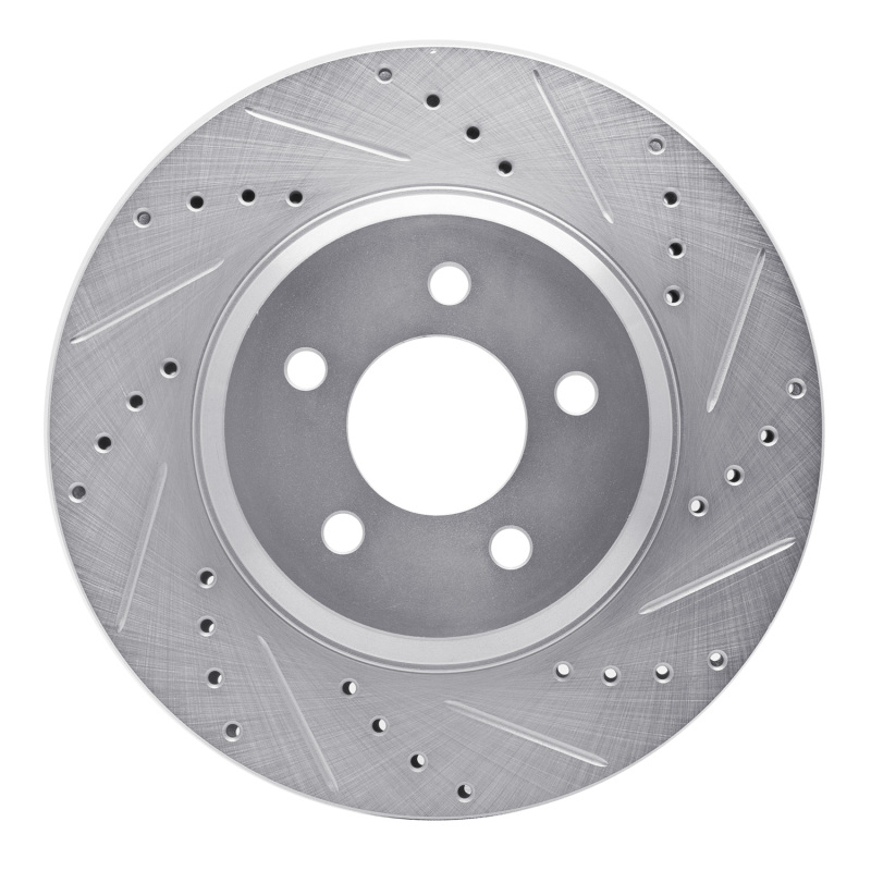 DFC 05-14 Ford Mustang Front Right Drilled & Slotted Silver Brake Rotor