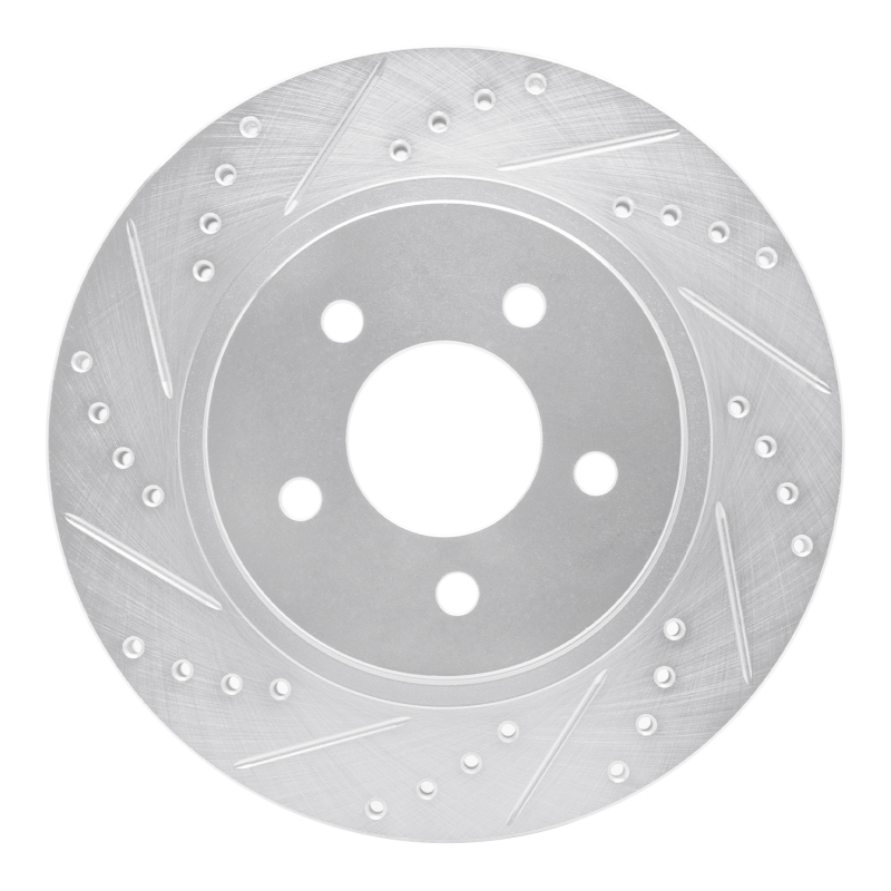 DFC 05-14 Ford Mustang Rear Left Drilled & Slotted Silver Brake Rotor