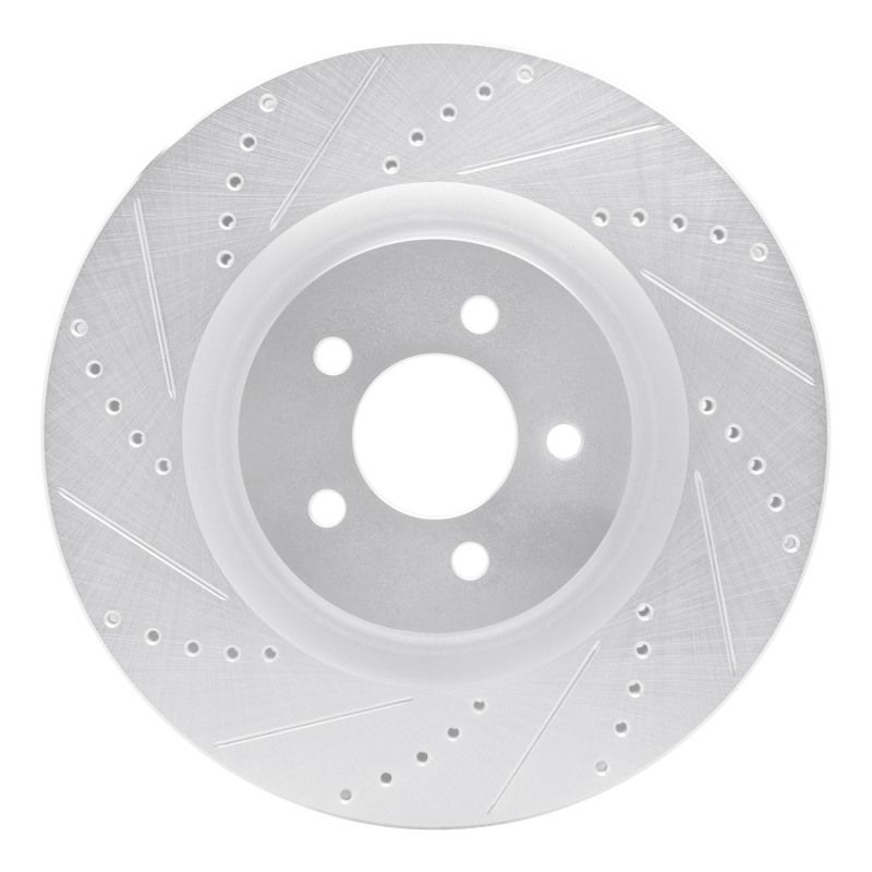 DFC 07-14 Ford Mustang Front Left Drilled & Slotted Silver Brake Rotor