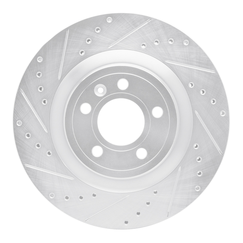 DFC 11-14 Ford Mustang Front Left Drilled & Slotted Silver Brake Rotor