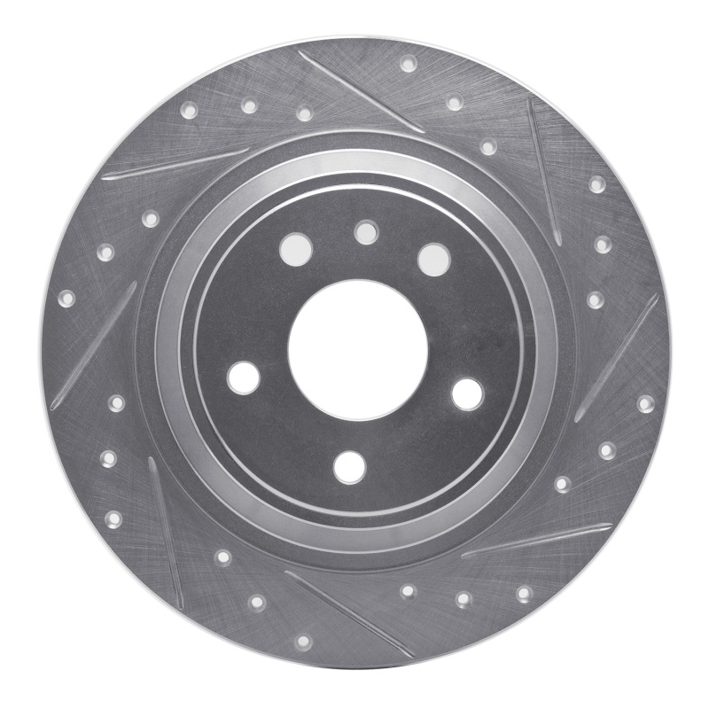 DFC 13-20 Ford Special Service Police Sedan Rear Right Drilled & Slotted Silver Brake Rotor