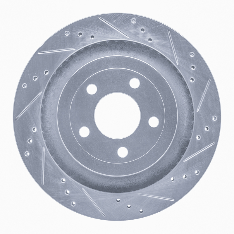 DFC 15-23 Ford Mustang Rear Right Drilled & Slotted Silver Brake Rotor