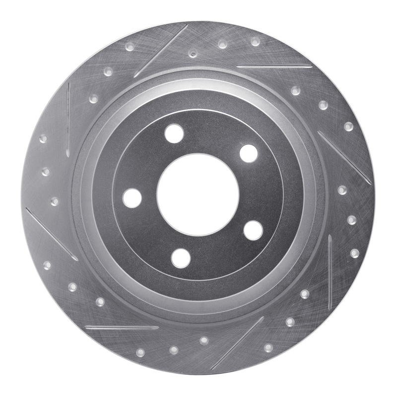 DFC 15-23 Ford Mustang Rear Left Drilled & Slotted Silver Brake Rotor