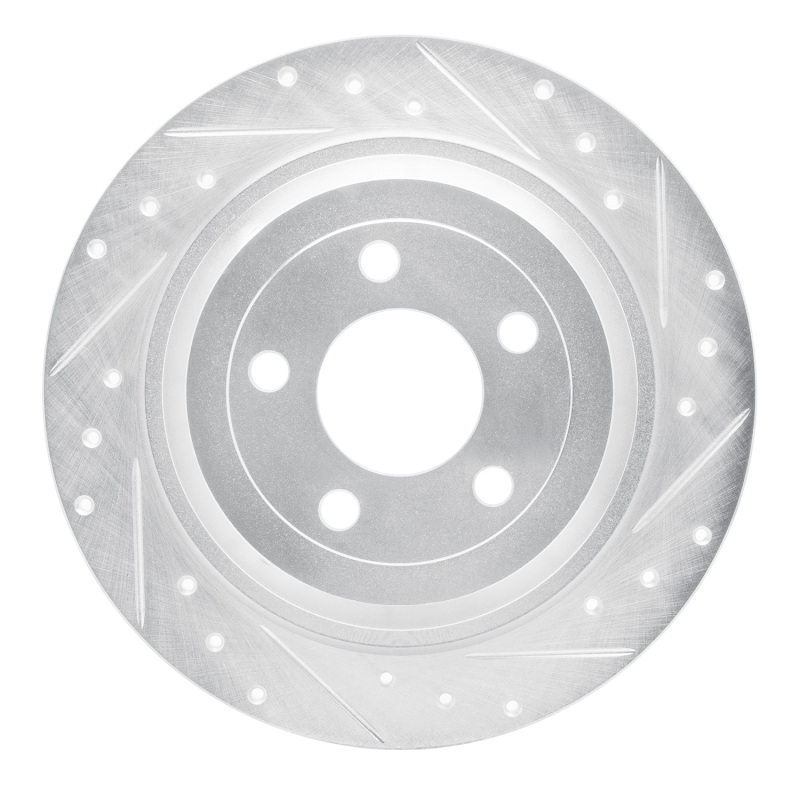 DFC 15-23 Ford Mustang Rear Right Drilled & Slotted Silver Brake Rotor