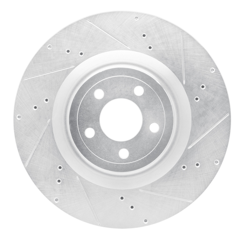 DFC 15-23 Ford Mustang Front Right Drilled & Slotted Silver Brake Rotor