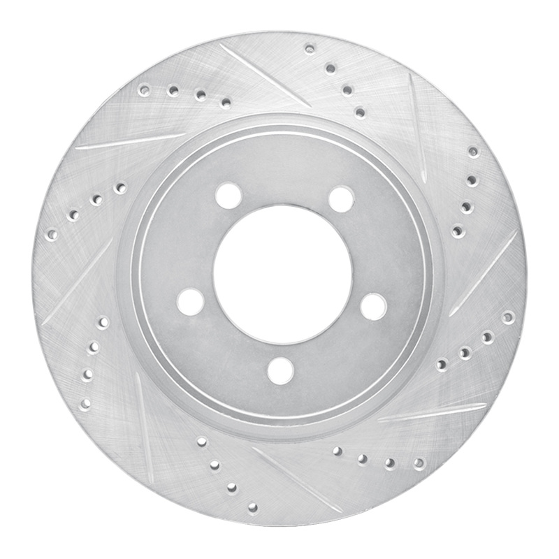 DFC 06-10 Ford Explorer Front Right Drilled & Slotted Silver Brake Rotor